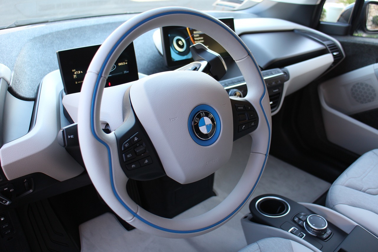 Interior of a BMW covered by electric vehicle insurance in Oakville.