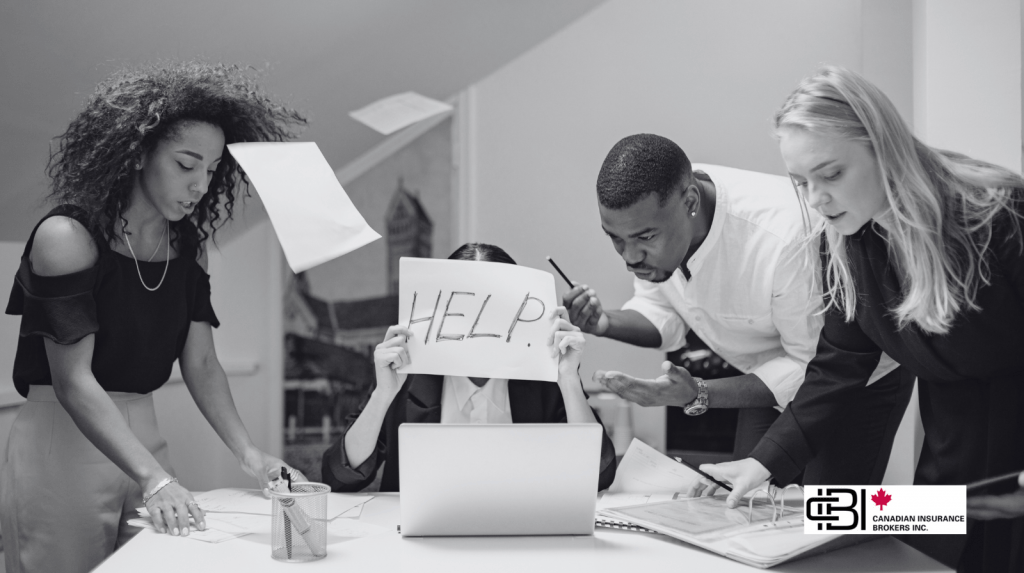 Business team facing operational disruption in an office setting