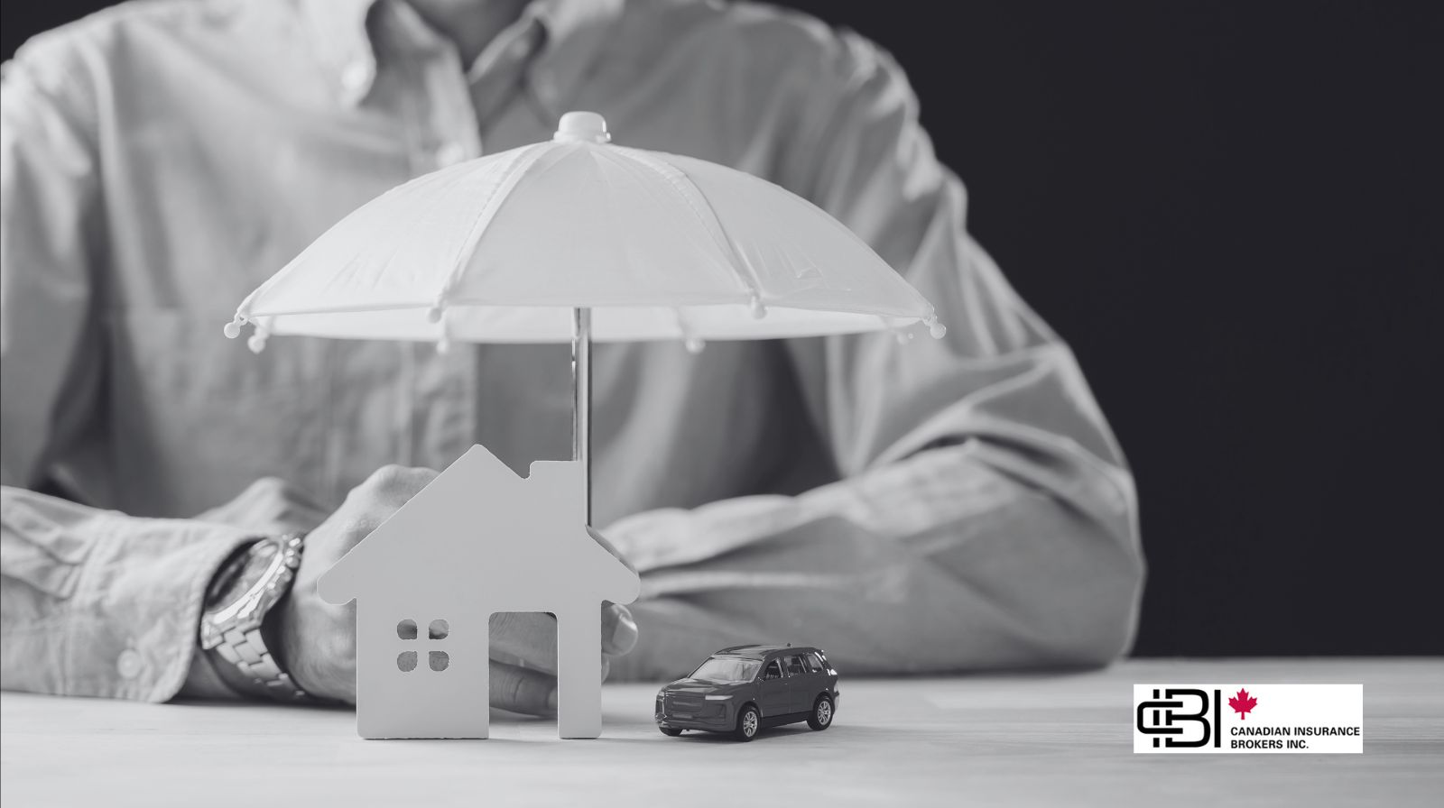 House and car protected under umbrella insurance coverage concept