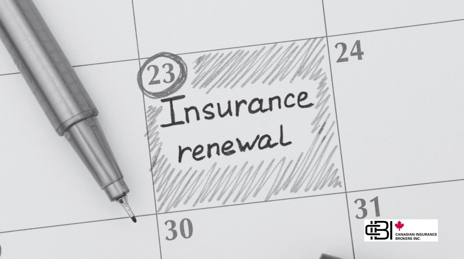 Calendar reminder marked for insurance renewal date in Ontario