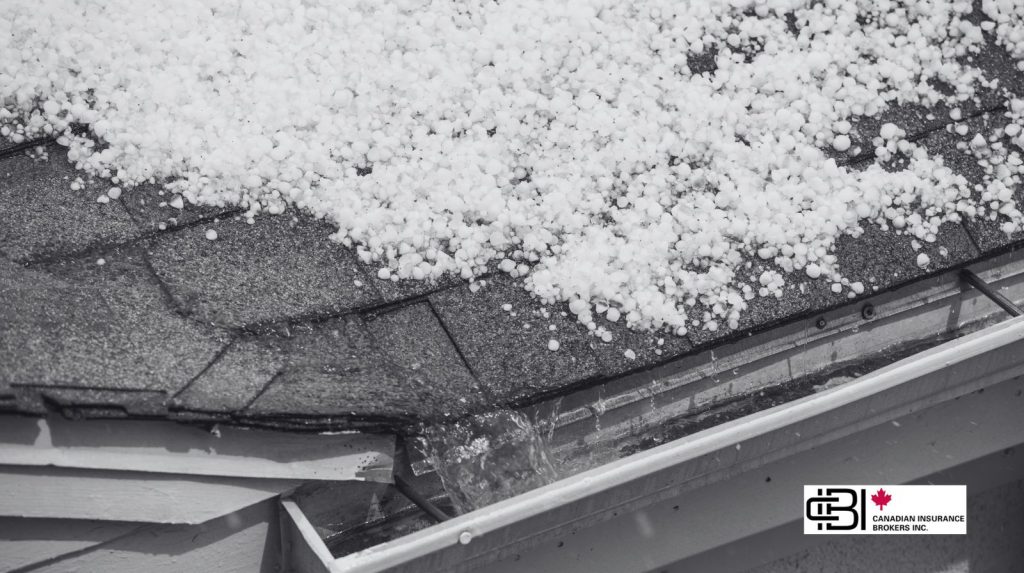Severe hailstorm hitting roadway illustrating Hail Insurance in Ontario coverage needs