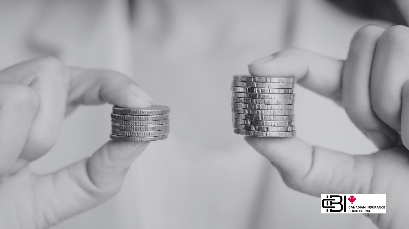 Hands comparing coin stacks to explain How to Compare Car Insurance in Ontario by evaluating premium differences.