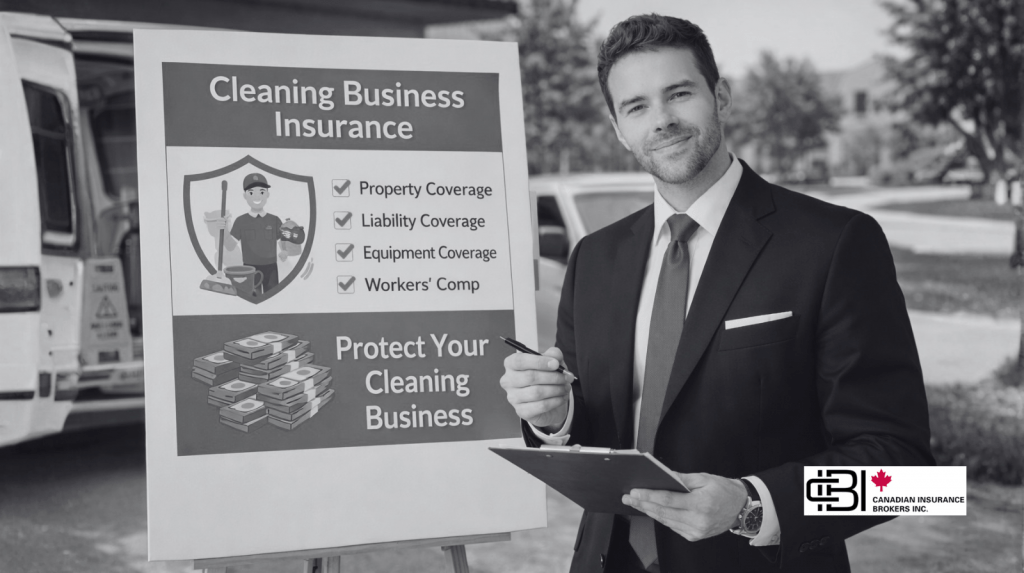 James Inwood presenting cleaning business insurance coverage options including liability and equipment protection
