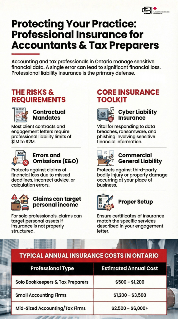 Infographic showing Protecting Your Practice: Professional Insurance for Accountants & Tax Preparers